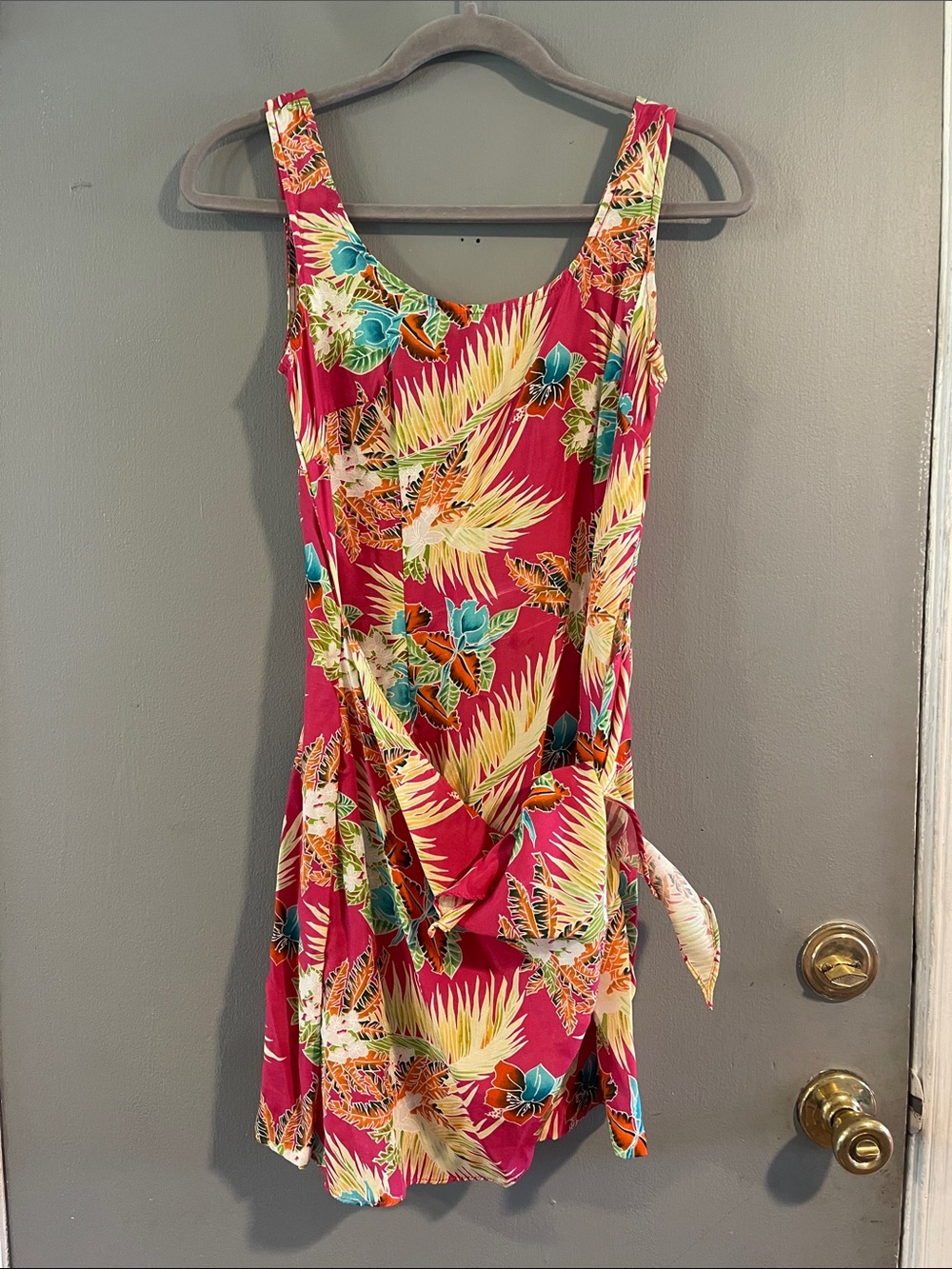 vintage Rampage Fuchsia Tropical-Print Mini Dress Juniors Size 5